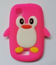 BNIP Fun Kids 3D PINK Penguin Silicone Phone Case Cover Nokia Asha 200 / 201