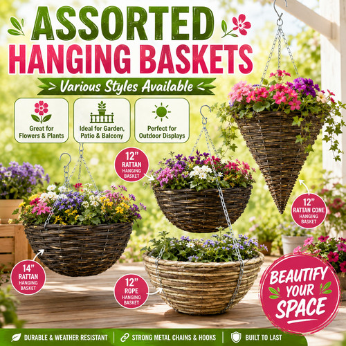 Hanging flower basket rattan - hanging,