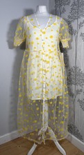 Never Fully Dressed Brand New Embroidered Daisy Jade Dress In Yellow Size Uk 14
