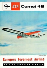 BEA Airline Comet 4B Plane Rolls Royce Havilland  Plane air Travel Poster Print
