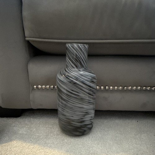 Grey and white glass vase