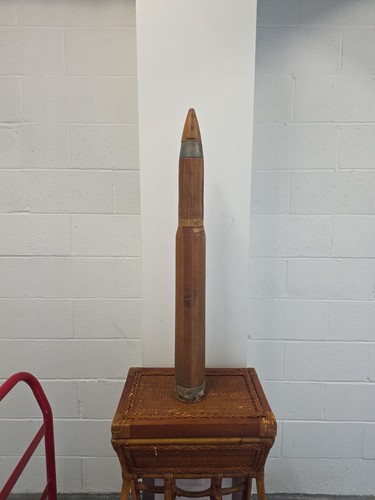 Vintage wooden artillery shell - artillery,