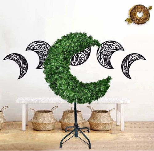 Green crescent moon christmas - crescent,