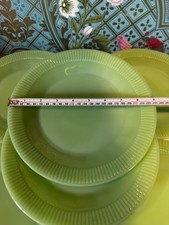 *6 Beautiful vintage jade jadeite green 1950’s Jane Ray Fire King plates **