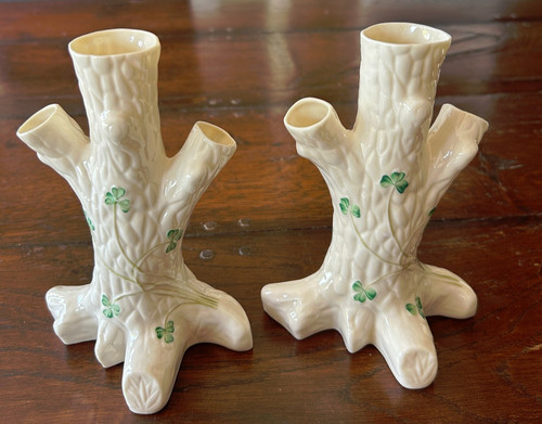 Vintage pair belleek tree - vintage,