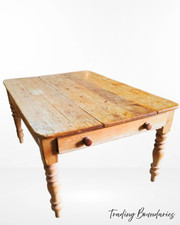 Large C.19th pine farmhouse table with full width drawers and balustrade legs