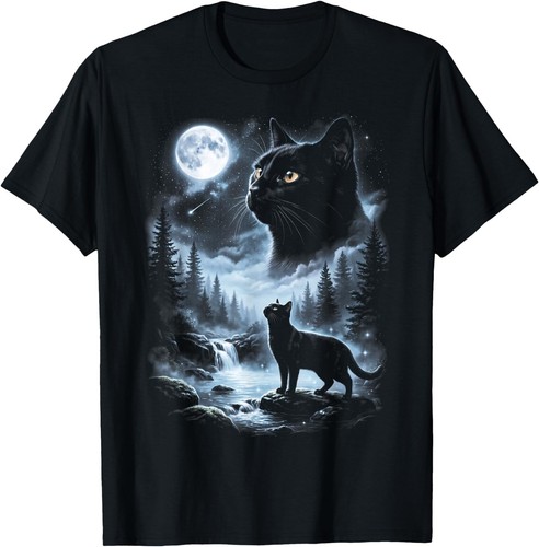 Black cat howling moon s - black,