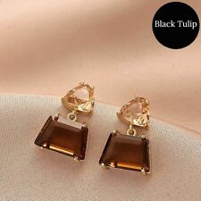 Earrings Gold CZ Topaz Dangle