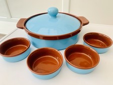 ProCook Tapas Set Glazed Terracotta Serving Dish & Lid, 4 Tapas Dishes EXCELLENT