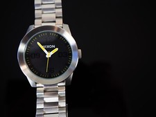 Nixon The Corporal Grand Prix SS Watch Stainless Steel / Black / Yellow NWOT