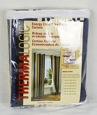 Thermalogic Broad Stripe Insulated Grommet Curtain Panel Pair 84”L - Navy/Cream