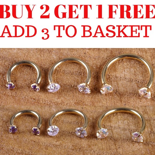 Gold horseshoe gem piercing - horseshoe,