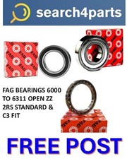 FAG BEARING BEARINGS 6000 TO 6311 OPEN ZZ 2RS YOU CHOOSE - FREE POST