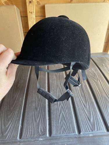 Black horse riding helmet - riding,