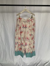 Vilshenko Silk Cream Floral Print Jogger Trousers with Elastic Waist 14UK