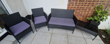  5-Piece Rattan Patio-Garden Furniture Set _Sofa+2 chairs+table+pot with Camelia