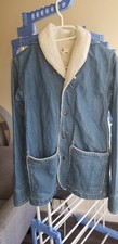 Vintage 90's Blue Denim Jeans Sherpa Lined Trucker Western Jacket M unisex