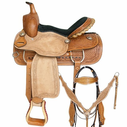 Western leather horse saddle - leather,