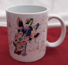 Cute Watercolour Giraffe Rainbow Art Coloured Mug Cup, Gift, Birthday, Work,