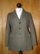 English Made Maids 30" Green Herringbone Tweed Wool Hunt/Show Jacket By FOXLEY