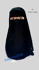 Muslim Women Quality Hijab 3 Layer Niqab Veil Burqa Face Cover Nikab
