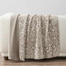 Reversible Taupe Plush Throw