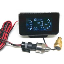 3 In 1 Car LCD Digital Gauge Voltmeter Oil Pressure Water Temp Meter M10 1/8 NPT
