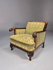 Vintage Danish Lounge Chair Antique Baroque Style Green Moquette  EB9647 VCLO