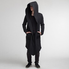 Hooded Long Jacket Trench Cloak Sweatshirt Outwear UK Men's Coat Cardigan Cape