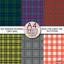 Tartan Pattern Self Adhesive Gloss Vinyl A4 Craft Making Cricut Sticker Sheet
