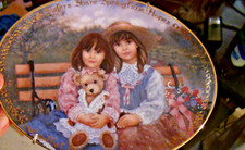BRADFORD EXCHANGE Sisters Share Springtime Hope Collector's Oval Plate 1998