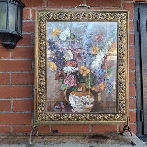 Vintage fire screen with - vintage,