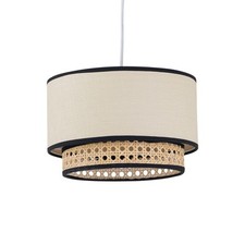 Natural Rattan Cane 25cm Two Tier Easy Fit Pendant Shade Ceiling Lightshade
