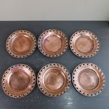 Vintage Solid Copper 7" Plates / Plant Pot Base Dish Saucers x 6