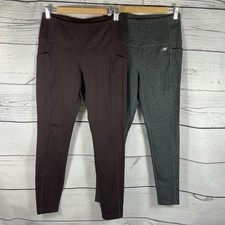 Skechers / Mondetta Leggings Size S (UK 10) Grey / Maroon  Side Pockets Running