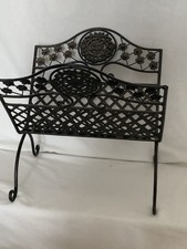 Ornate Wrought Iron Log Basket Magazine Rack 15 X 13 In Folding Fire Wood Holder