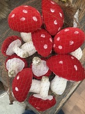 Heaven Sends Net of 10 Red Toadstools Felt Halloween Decorations