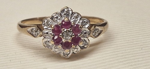 Vintage ruby diamond cluster - &,