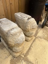 A Weathered Composite Stone, Curved Garden Bench  
