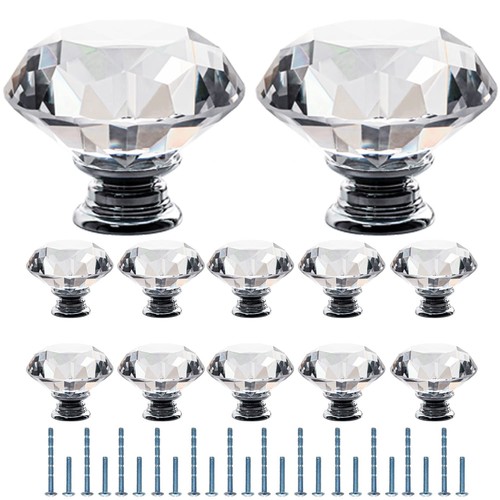 Crystal glass door knobs - 12,
