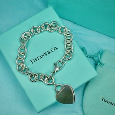 Tiffany & Co Heavy Chain Bracelet 8 Inch Silver 925 with Large Blank Pendant