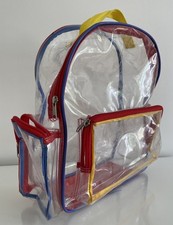 Clear Transparent Backpack Water Resistant Heavy Duty See-Through - 3 Pockets