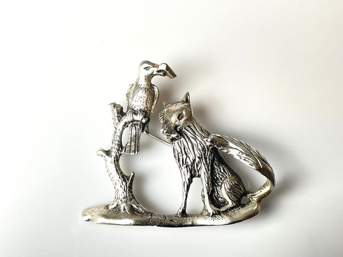 Folk art style silver animal - folk-art,