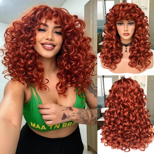 Curly wig with bangs - curly,