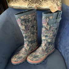 BNWT TU Size 6 Long Length Wellies Wellington Boots Buckle British Flag Blue