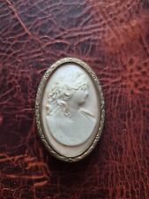 Victorian Antique Carved Italian Shell Cameo Old Brooch