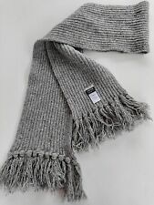 WHISTLES GREY FLECK CHUNKY KNIT KNITTED LONG WARM WINTER SCARF TASSELS 72" x 8"