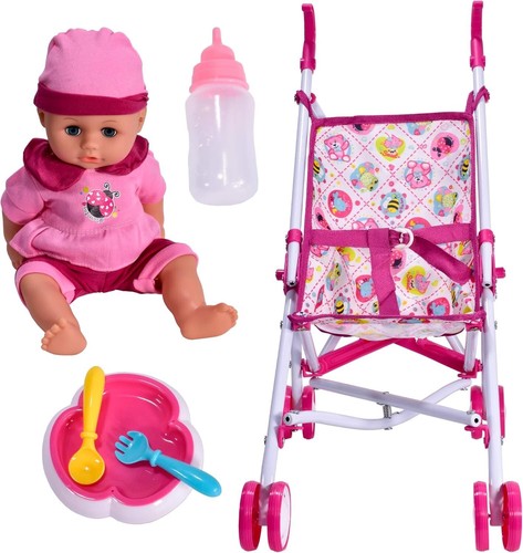 Baby doll pram with - doll,
