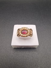Antique 15ct gold Ring Pearl Locket Size N1/2 Georgian Ornate Memorial