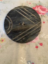 Large Marbled Green Carved   Deco / Vintage  Button Bakelite Plastic 63 mm